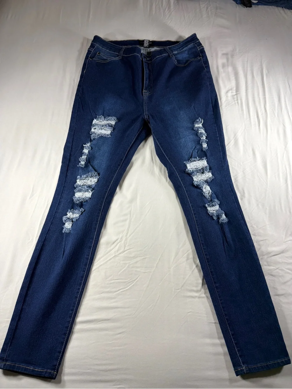 Fashion Nova Womens Distressed Skinny Plus Jeans Size 20 Dark Wash Denim Stretch